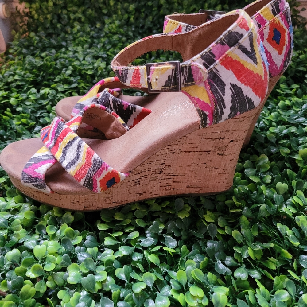 TOMS multicolored Cork wedges